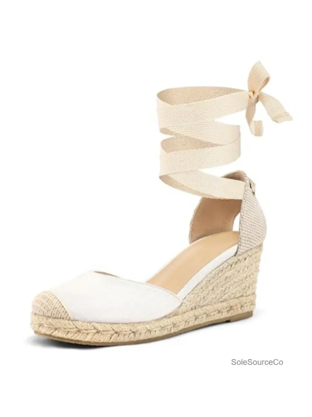 Espadrille Platform Wedge Sandals Closed Toe Ankle Strap Lace Up